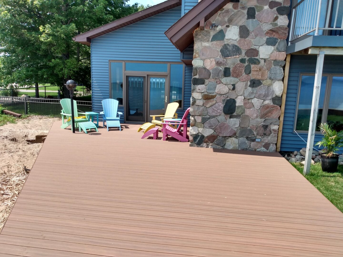 After image of a newly installed deck on a beach.